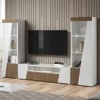 Enna Living Room Set with Display Cabinet - White