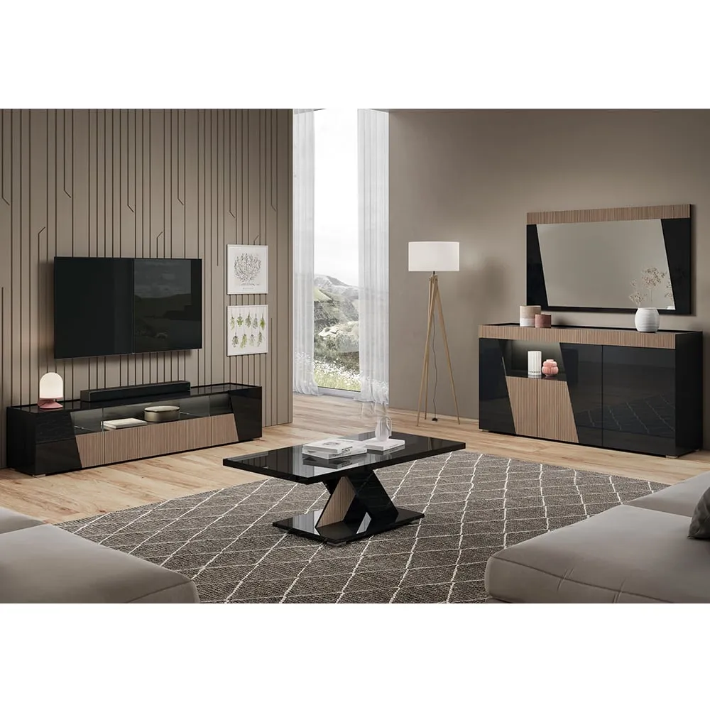 Enna Living Room Set with Sideboard - Black