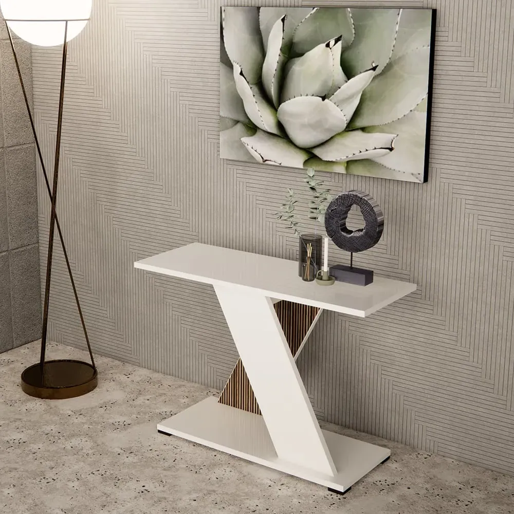 Enna Rectangular Console Table - White, MDF