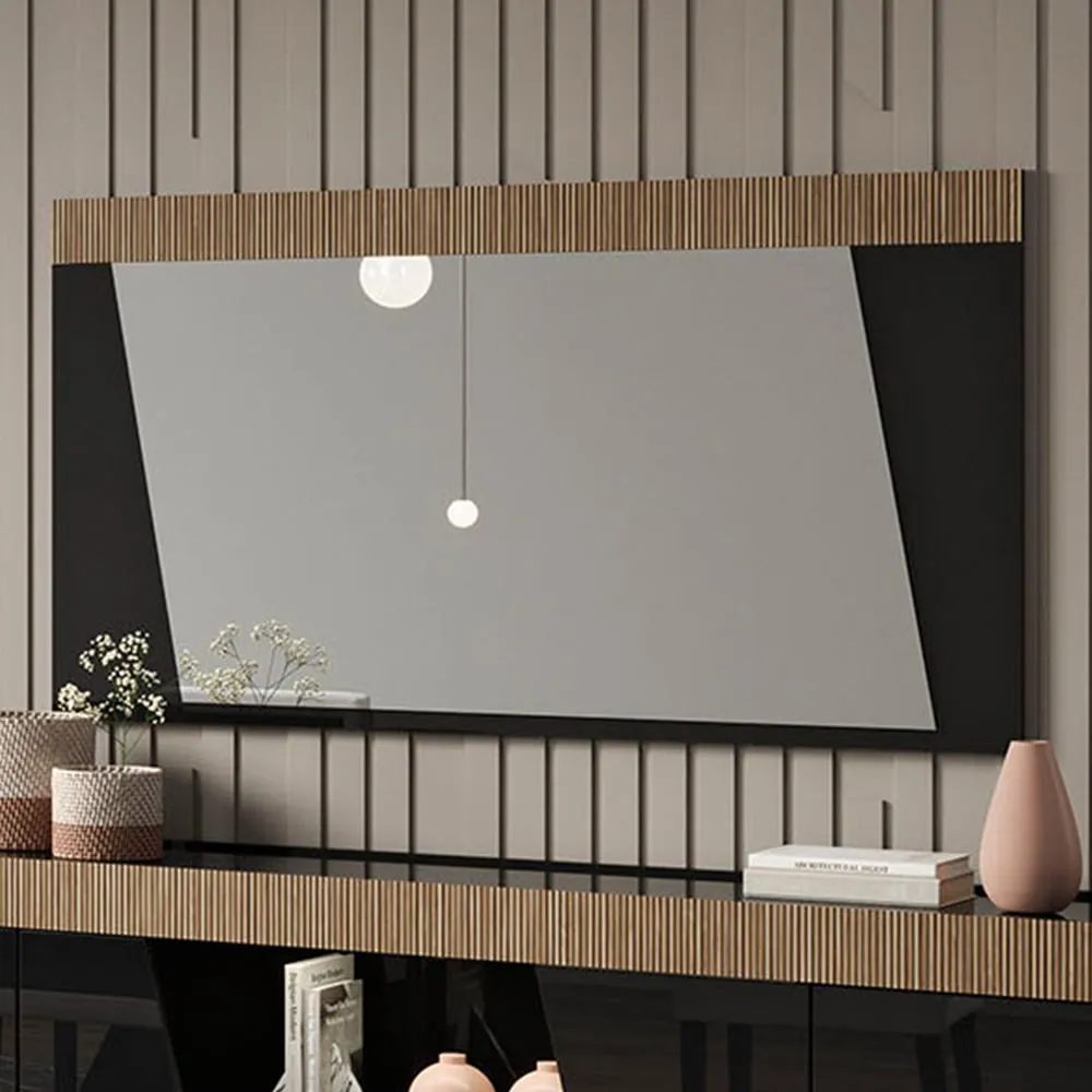Enna Rectangular Wall Mirror - Black, MDF