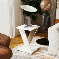 Enna Square Lamp Table - White, MDF