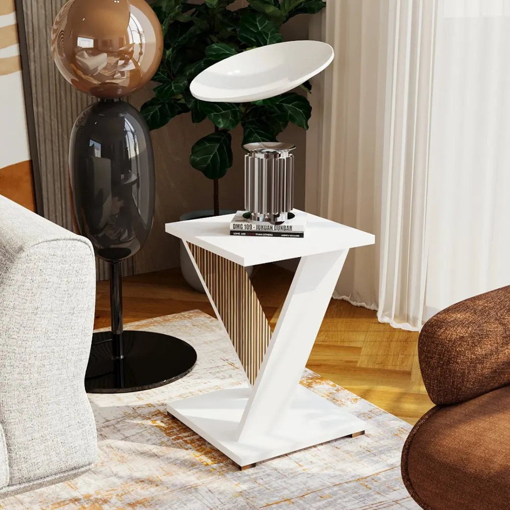 Enna Square Lamp Table - White, MDF image
