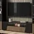 Enna TV Stand with 3 Doors and LED - Black, High Gloss
