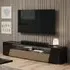 Enna TV Stand with 4 Doors and LED - Black, High Gloss