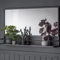 Enoch Overmantel Wall Mirror with Shelf - Charcoal