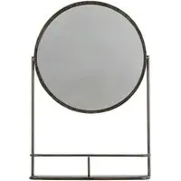 Enoch Wall Mirror with Shelf - Black, Iron