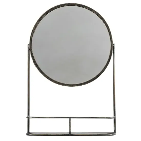 Enoch Wall Mirror with Shelf - Black, Iron image