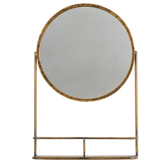 Enoch Wall Mirror with Shelf - Bronze, Iron