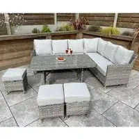 Enola Corner Dining Set - Grey, Glass