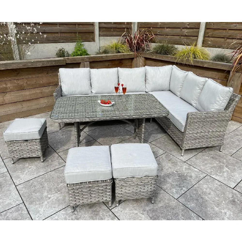 Enola Corner Dining Set - Grey, Glass image