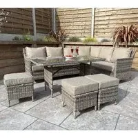 Enola Corner Dining Set - Nature Grey, Glass