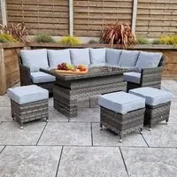 Enola Corner Dining Set with Lift Top - Grey, Glass