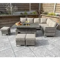 Enola Corner Dining Set with Lift Top - Nature Grey, Glass