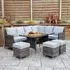 Enola Dining Set with 3 Ottomans - Grey, Glass