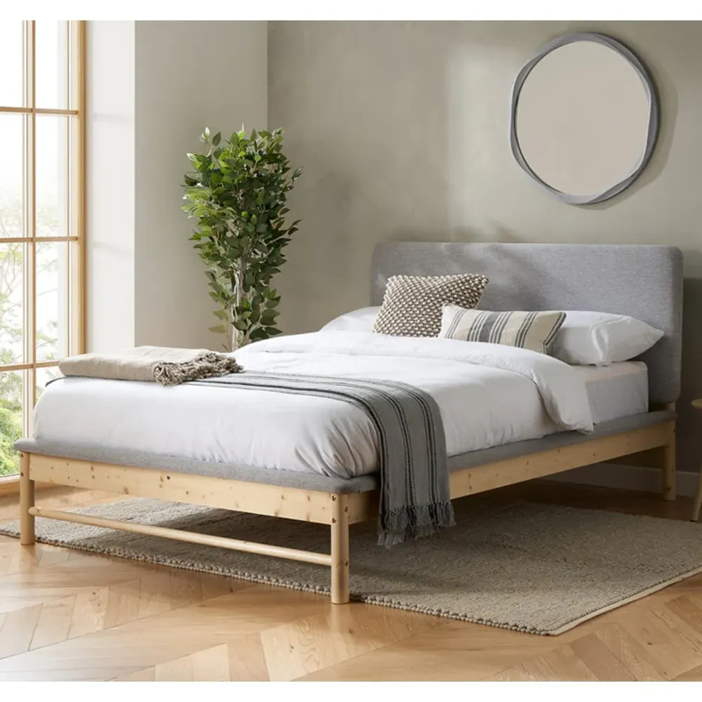 Enumclaw King Size Bed Frame - Grey, Oak