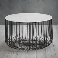 Enzi Large Coffee Table with Storage - White, Marble Effect