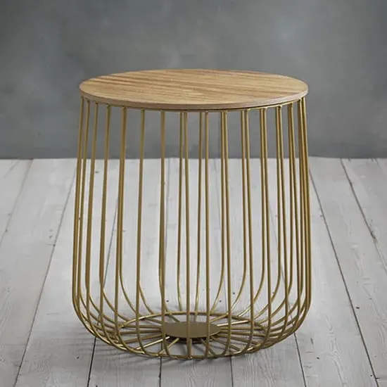 Enzi Small Coffee Table with Storage - Oak, Gold image