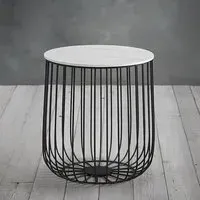 Enzi Small Coffee Table with Storage - White, Marble Effect