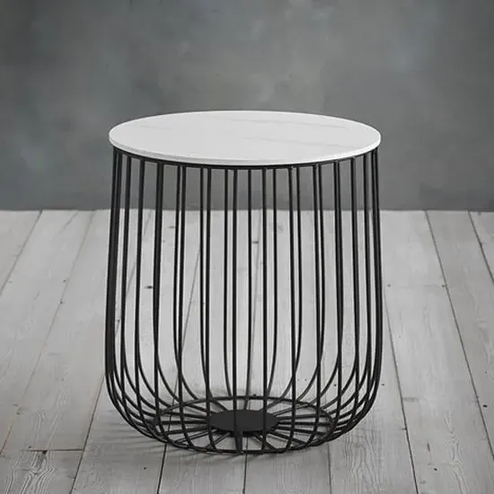 Enzi Small Coffee Table with Storage - White, Marble Effect image