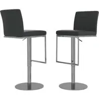 Enzi Swivel Bar Chairs with Steel Base - Black, Faux Leather