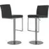 Enzi Swivel Bar Chairs with Steel Base - Black, Faux Leather