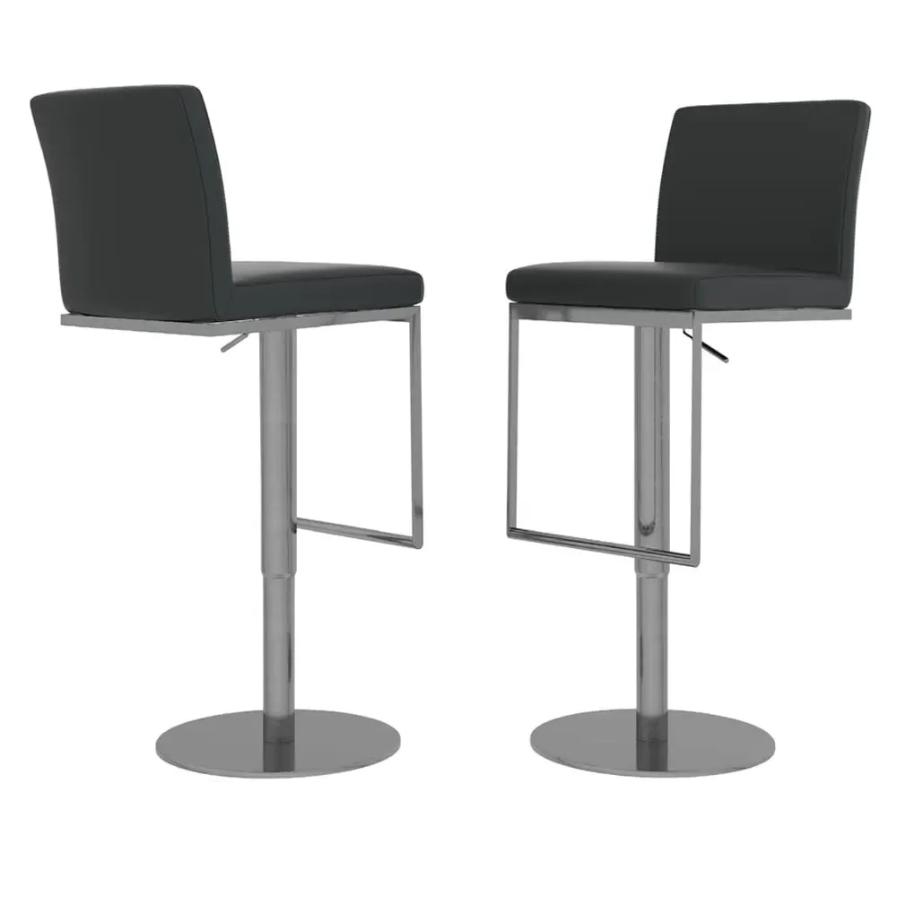 Enzi Swivel Bar Chairs with Steel Base - Black, Faux Leather image