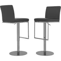 Enzi Swivel Bar Chairs with Steel Base - Grey, Faux Leather