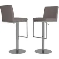 Enzi Swivel Bar Chairs with Steel Base - Taupe, Faux Leather