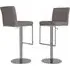 Enzi Swivel Bar Chairs with Steel Base - Taupe, Faux Leather