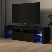 Enzo TV Stand with LED Lights - Black, Engineered Wood