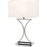 Epalle Rectangle Table Lamp with Inline Switch - White, Chrome