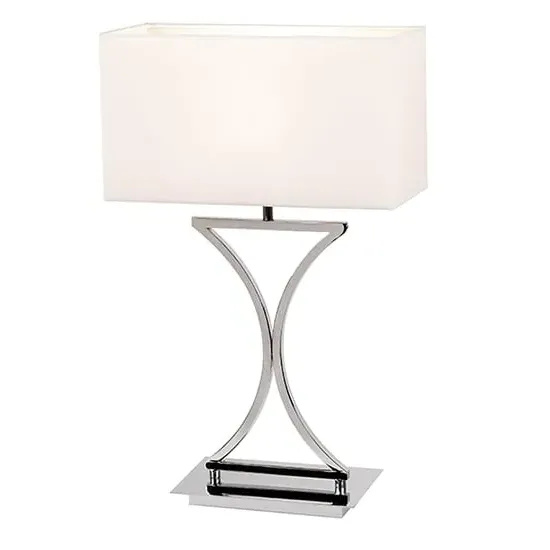 Epalle Rectangle Table Lamp with Inline Switch - White, Chrome image