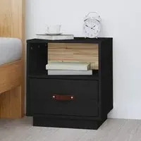 Epix Bedside Cabinet with 1 Drawer - Black, Pine