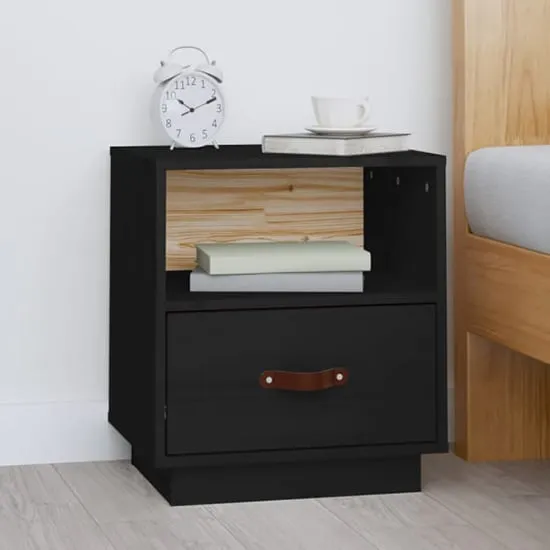 Epix Bedside Cabinet with 1 Drawer - Black, Pine image