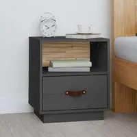 Epix Bedside Cabinet with 1 Drawer - Grey, Pine