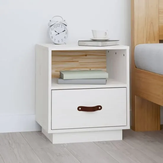 Epix Bedside Cabinet with 1 Drawer - White, Pine