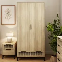 Epping 2-Door Wardrobe with Drawer - Oak, Wood alternate view