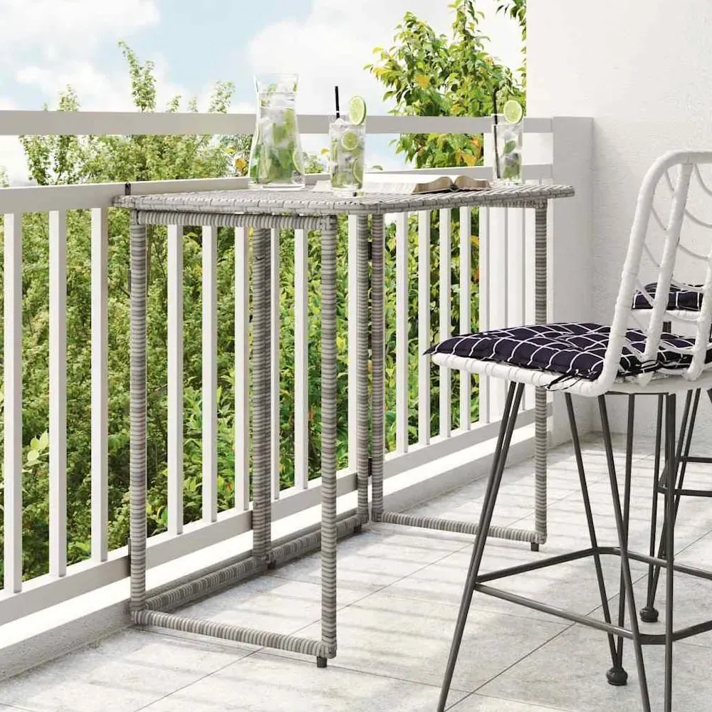 Epping Rectangular Folding Dining Table - Grey, Rattan