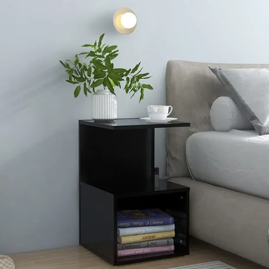 Eracio Bedside Cabinet - Black, Engineered Wood image