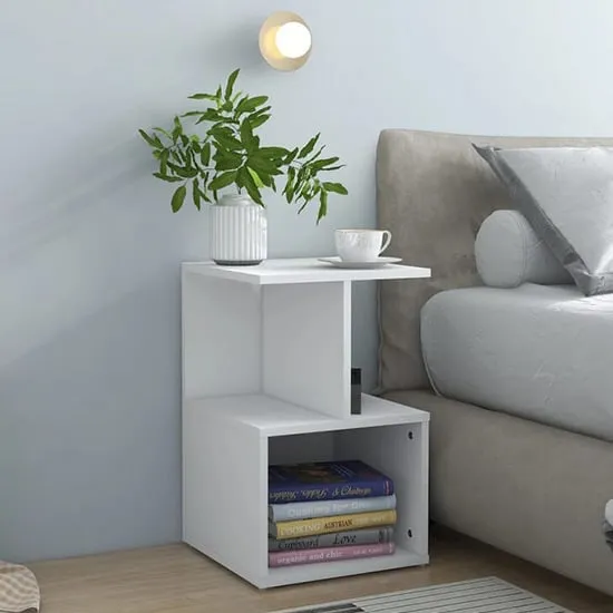 Eracio Bedside Cabinet - White, Engineered Wood