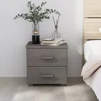 Erez Bedside Cabinet with Drawers - Light Grey, Pinewood