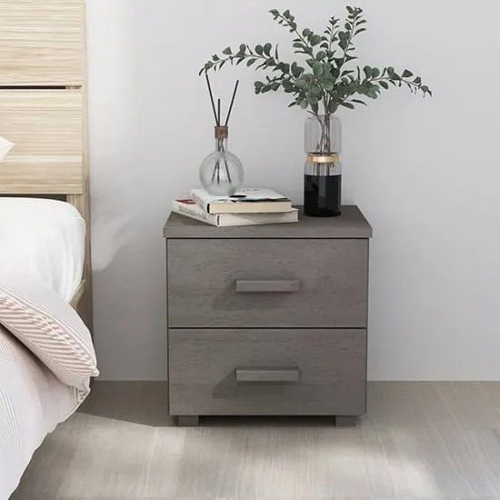 Erez Bedside Cabinet with Drawers - Light Grey, Pinewood image