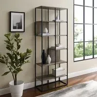 Erie 5-Shelf Bookcase - Grey Wash, MDF