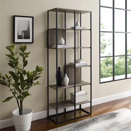 Erie 5-Shelf Bookcase - Grey Wash, MDF image