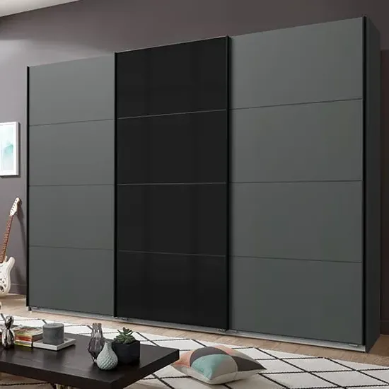 Ernesto Large Sliding Door Wardrobe - Graphite, Black