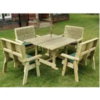 Erog Garden Dining Table with 4 Benches - Natural
