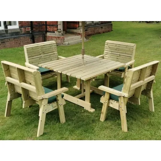 Erog Garden Dining Table with 4 Benches - Natural