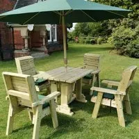 Erog Garden Dining Table with 4 Chairs - Natural