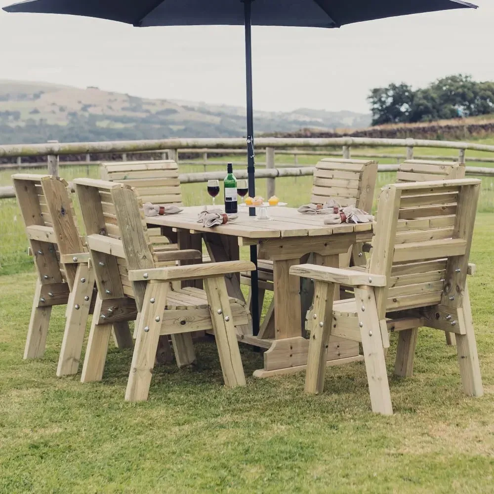 Erog Garden Dining Table with 6 Chairs - Natural