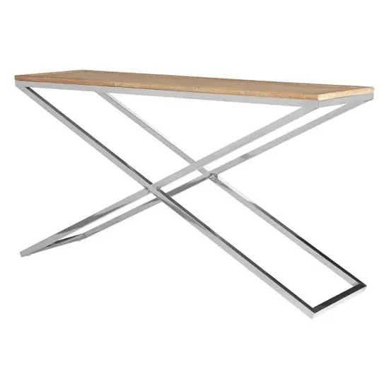Errai Wooden Console Table with Steel Frame - Natural image